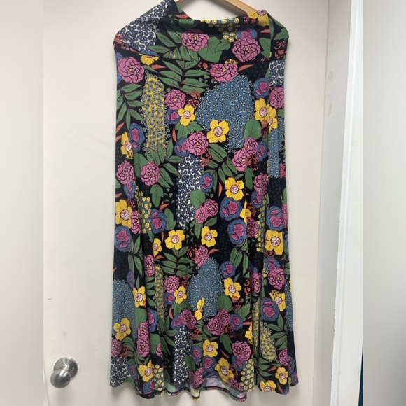 LuLaRoe Dresses & Skirts - LuLaRoe A-Line Skirt with Floral Design in Black and Multicolor